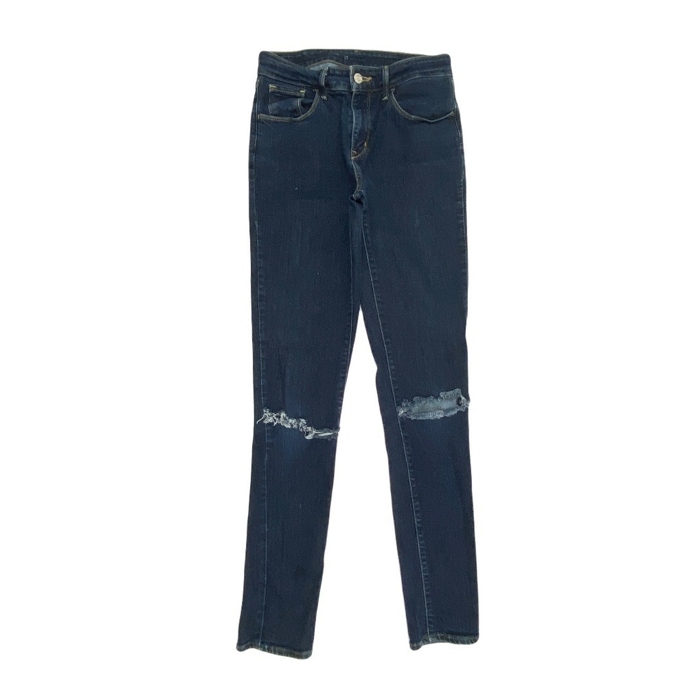 Levi's High Rise Skinny Jeans‎ Women 27 Blue Dark Wash Distressed Ripped Knee
